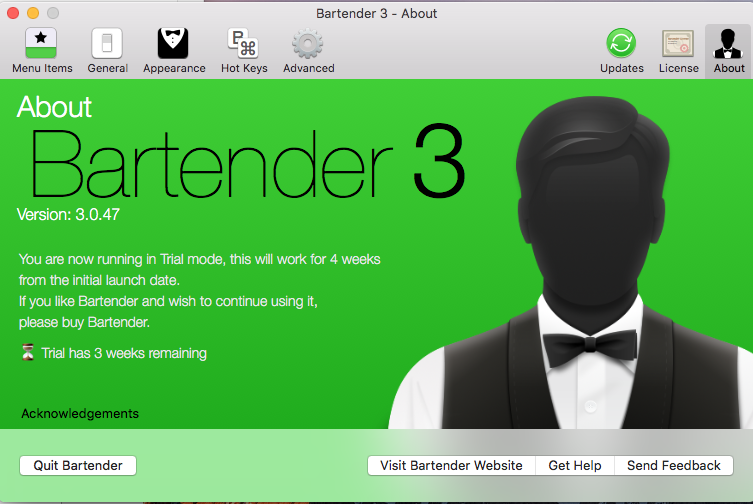 How to permanently relocate bartender app in mac